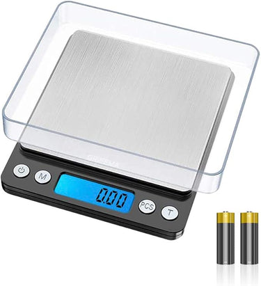 GRIFEMA - Báscula De Cocina Con Pantalla LCD, Digital, Balanza Con Tapa, Acero Inoxidable (Exclusivo En Amazon), 0.01 - 500 g